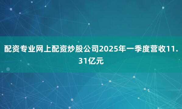 配资专业网上配资炒股公司2025年一季度营收11.31亿元